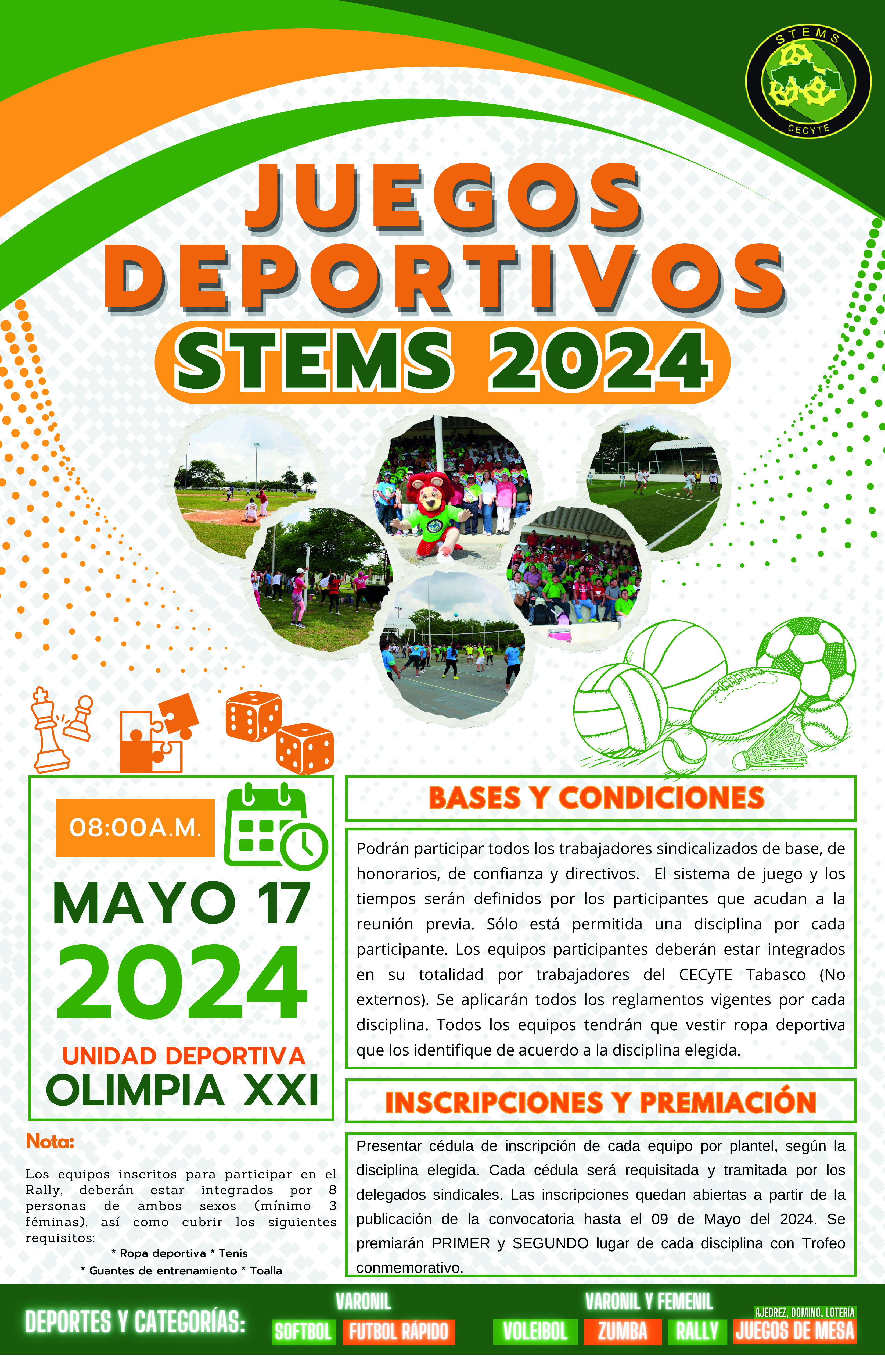 Emite STEMS-CECyTE convocatoria para los “Juegos Deportivos STEMS 2024” 